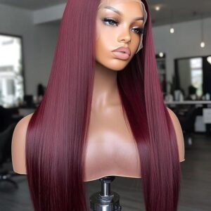 Wig Luxury Bone Straight - Burgundy Color