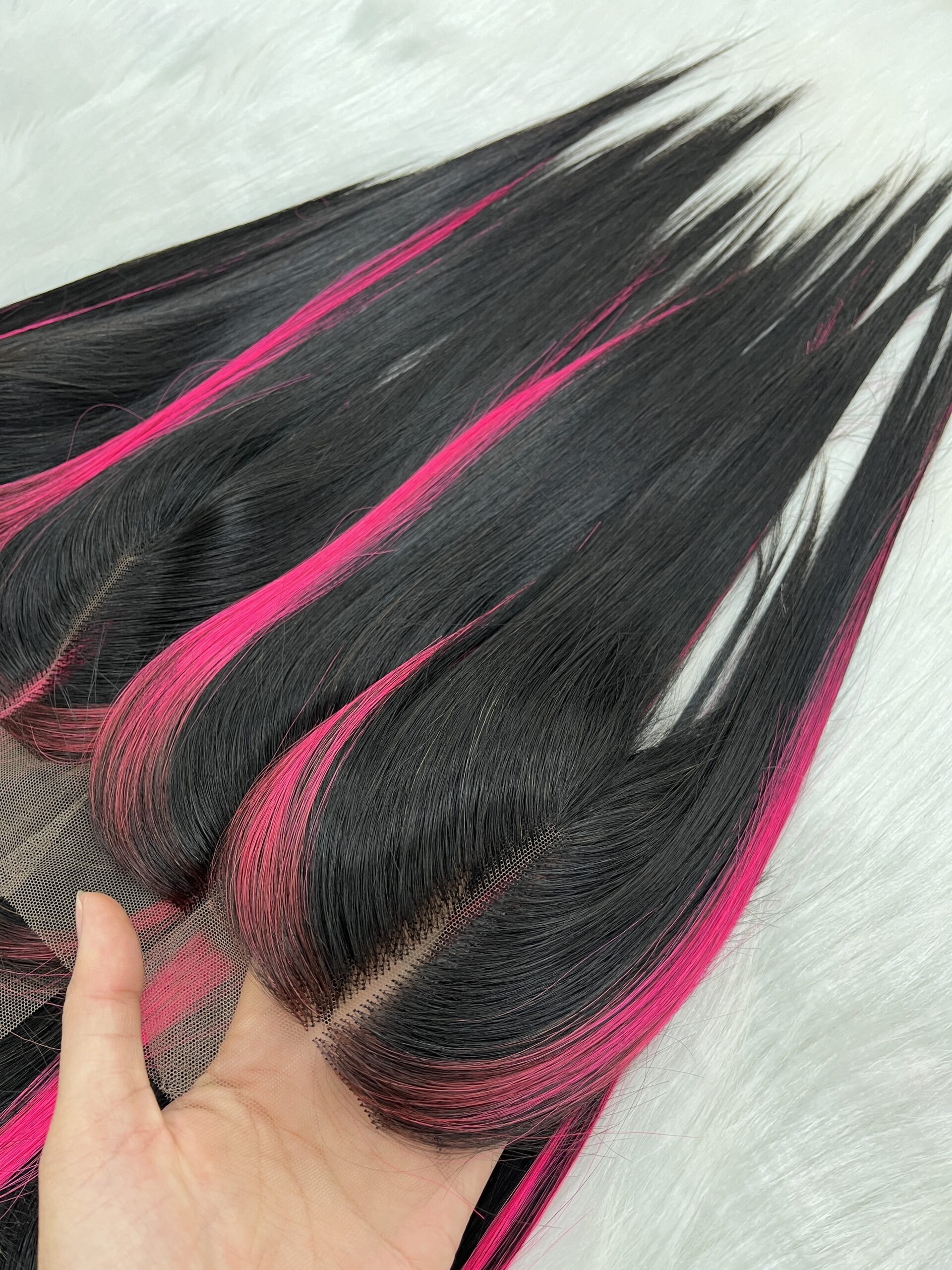 Closure Hair Extension 2x6 - Pink Ombre Color