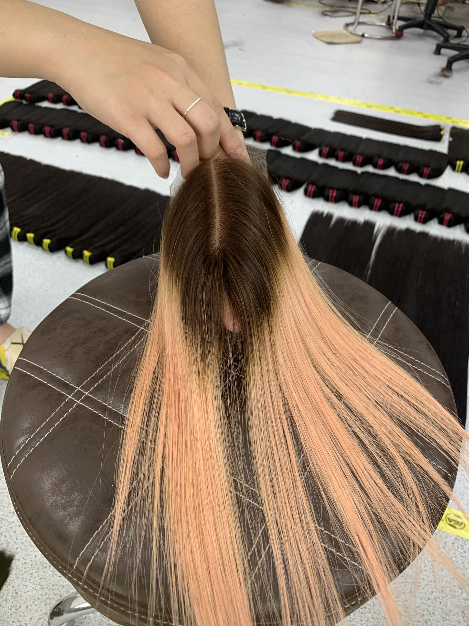 Closure Hair Extension - Peach Blonde Ombre Color